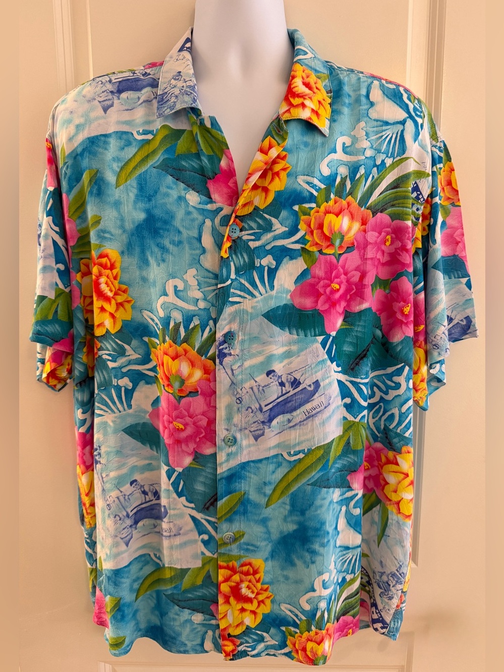 Jams World Men’s Hawaiian Aloha Short Sleeve Shirt, XL, Fair Condition